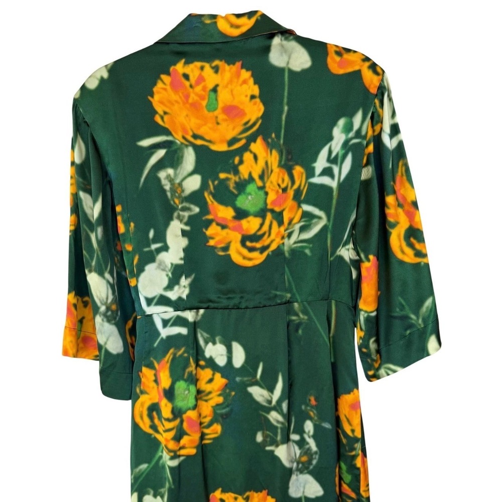 Dries Van Noten Dakola Printed Wrap Midi Dress Size 40 (US8) Green Floral Print - Picture 7 of 10